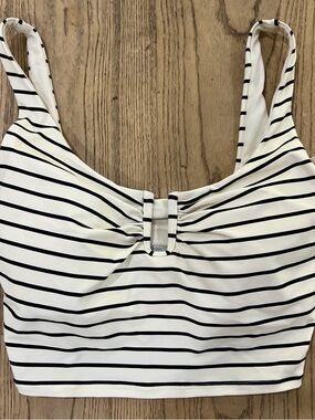 CALIA by Carrie Underwood White and Black Striped Bikini Top